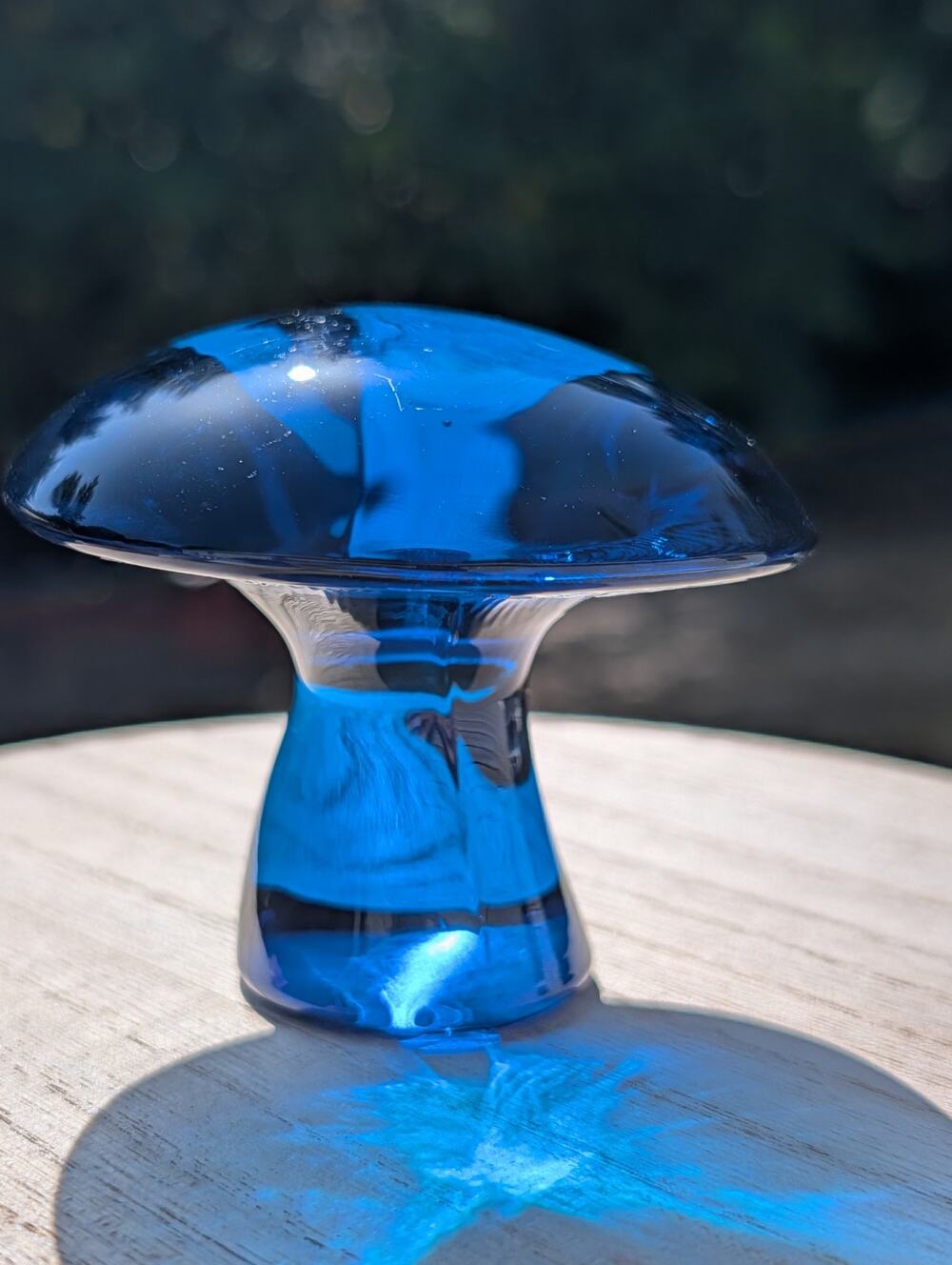 Vintage Viking Glass Bluenique Mushroom Paperweight Mid Century MCM